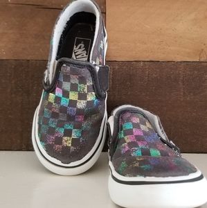 Vans Little Kids 8 Iridescent Checkerbrd Slip On
